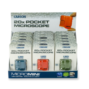 Alternative view of Carson Pocket microscope MicroMini 20x with UV and LED, 15-piece Display